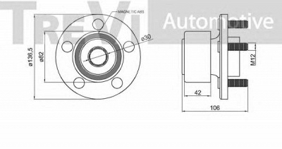 TREVI AUTOMOTIVE wb1061 -  Комплект подшипника ступицы колеса